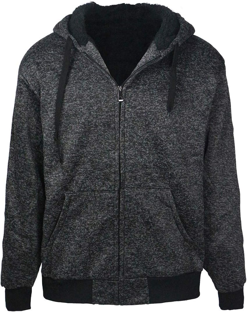 Heavyweight Sherpa Hoodies for Men - Warm Full Zip Sweatshirts