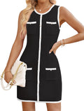 ZESICA Women's Sleeveless Mini Dress for Summer with Handy Pockets