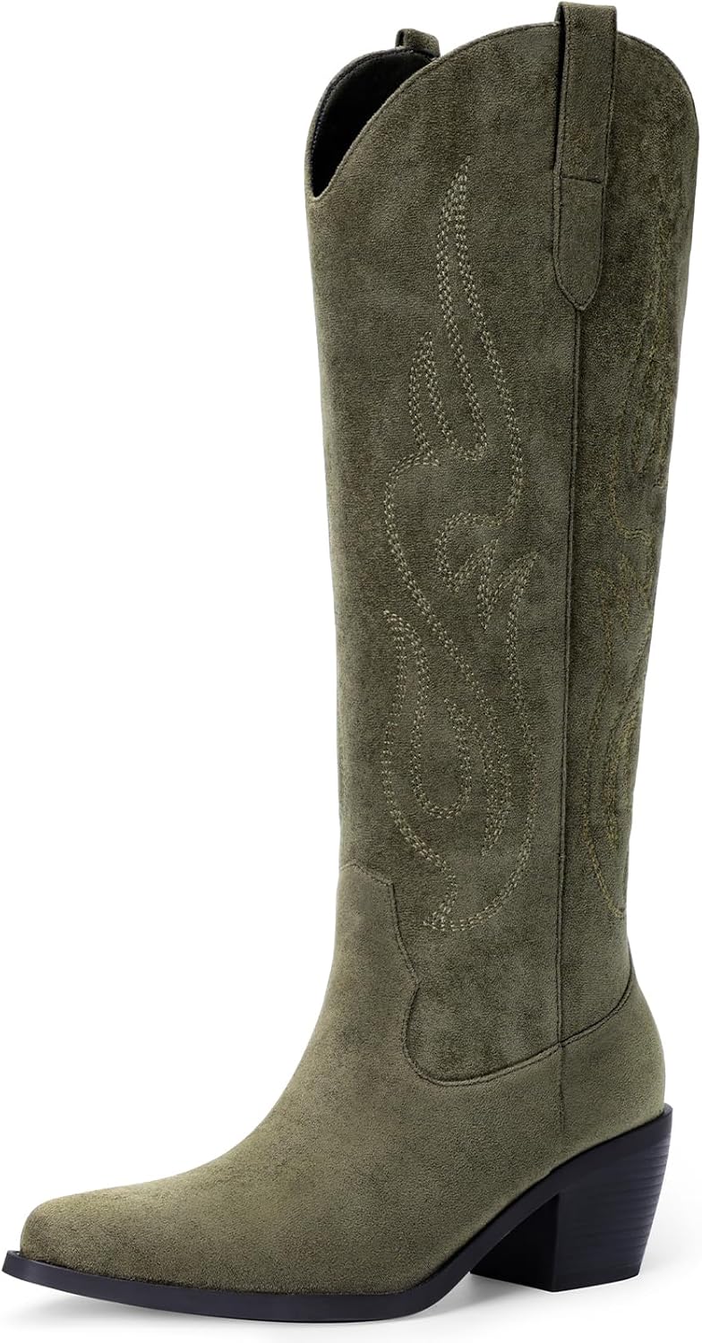 Pasuot Western Cowboy Boots for Women - Classic Knee High Style