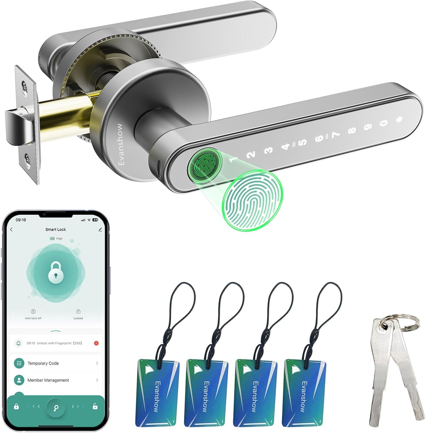 Smart Door Lock with Knob for Keyless Entry and Security