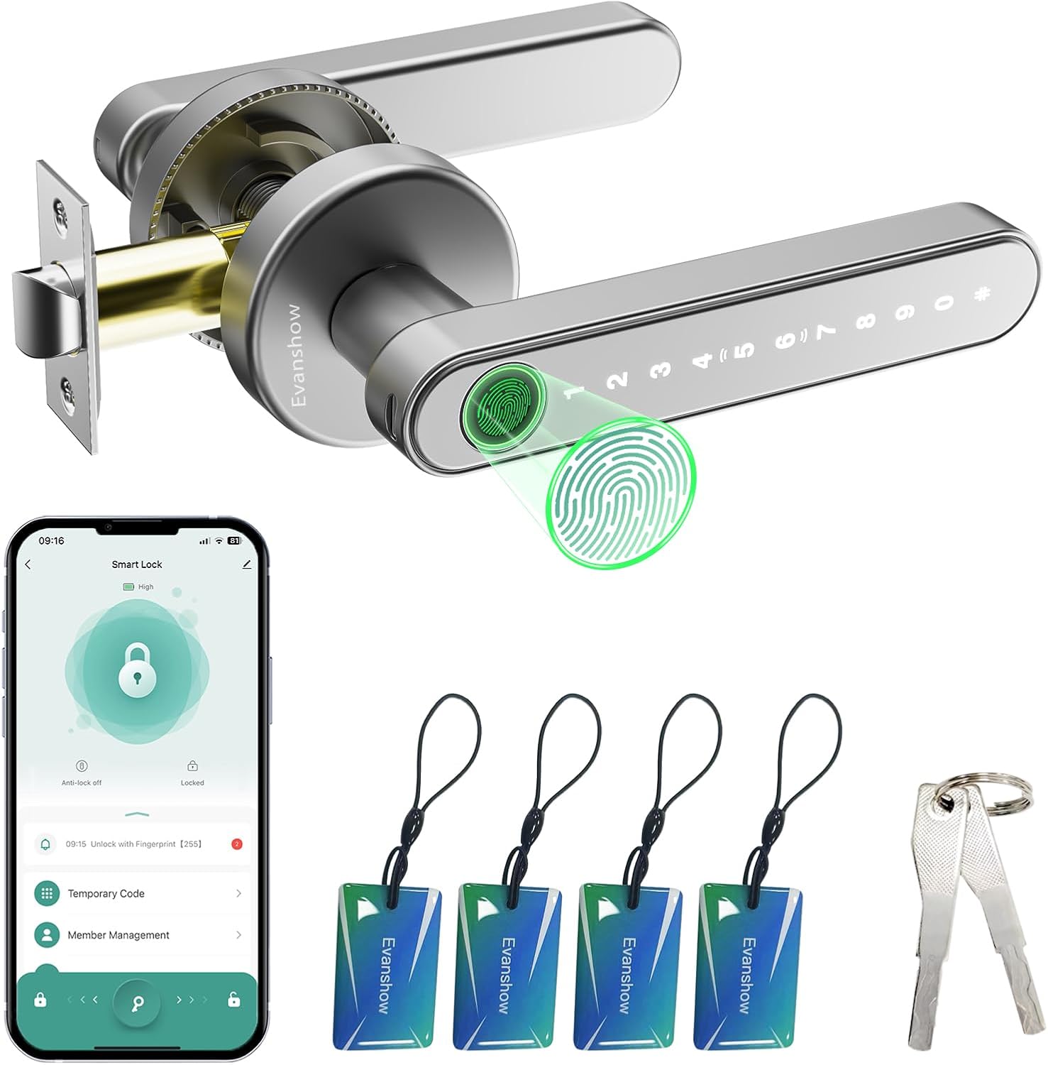Smart Door Lock with Knob for Keyless Entry and Security