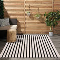 Black and White Striped Area Rug 3x5 ft - Washable Outdoor Style