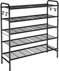5 Tier Shoe Rack 33 in Wide Metal Shoe Organizer - Holds 24-30 Pairs