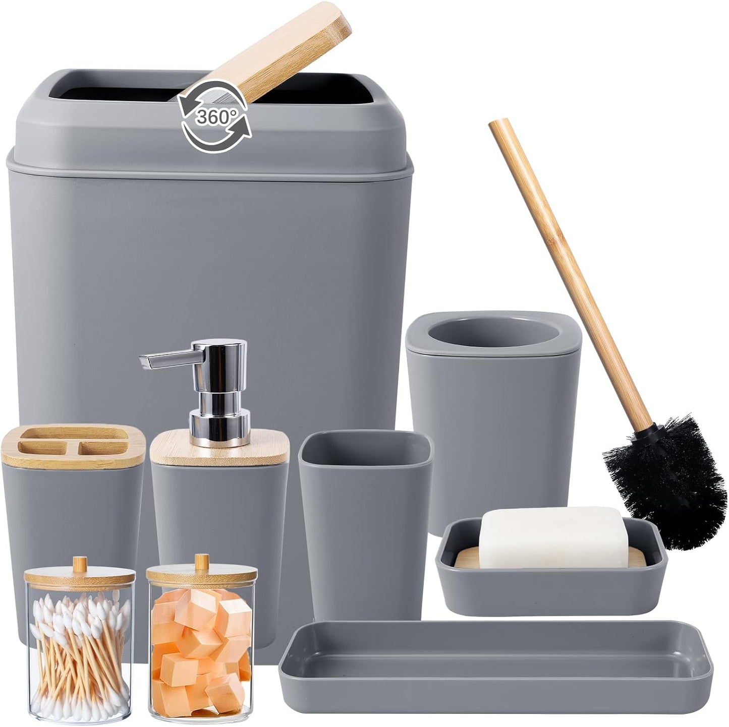 Grey Bathroom Accessories Set 9 Piece Grey Bathroom Decor