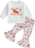 Baby Girl Halloween Pumpkin Outfit Sweatshirt and Bell-Bottom Pants
