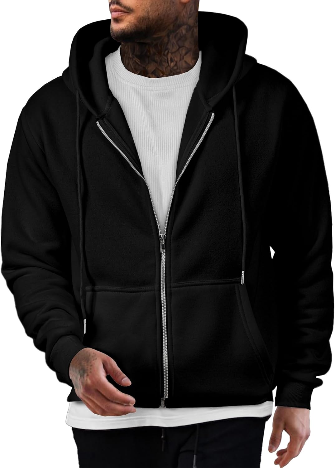 JMIERR Mens Full Zip Casual Cotton Hooded Fleece Sweatshirts