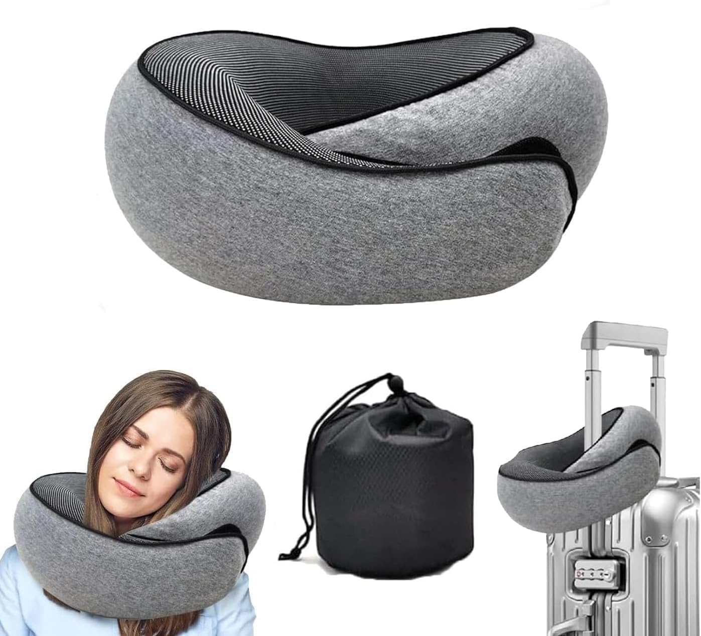 Travel Neck Pillow for Airplanes - Memory Foam Comfort