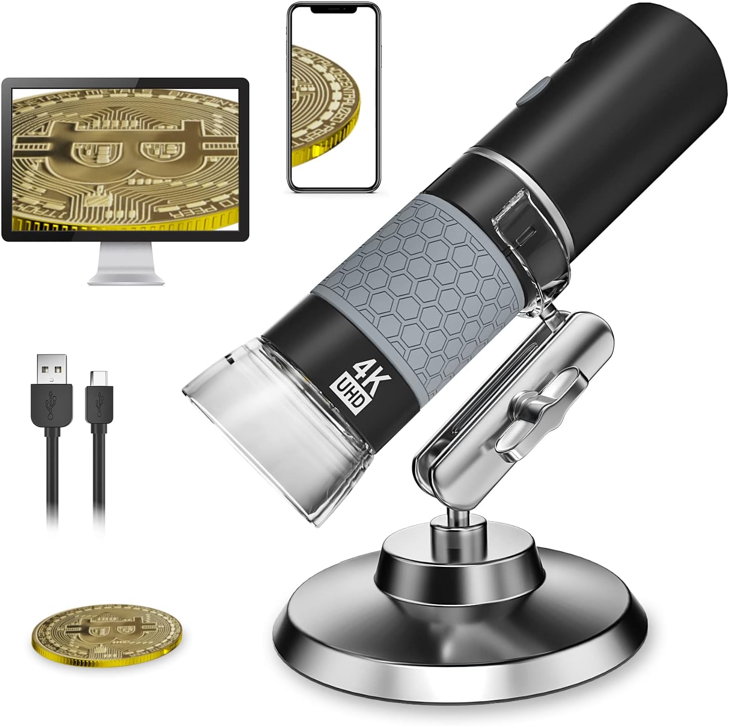 4K Wireless Digital Microscope with 50x-1000x Magnification