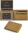 RUNBOX Slim Leather Wallet for Men Large Capacity - RFID Safe