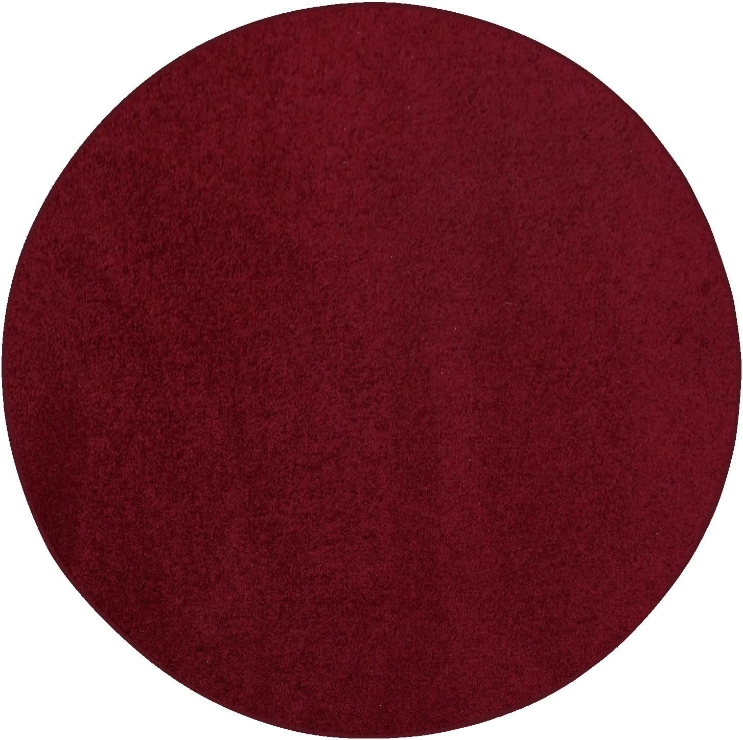 Ambiant Pet Friendly Solid Color Area Rug in Burgundy - 8ft Round