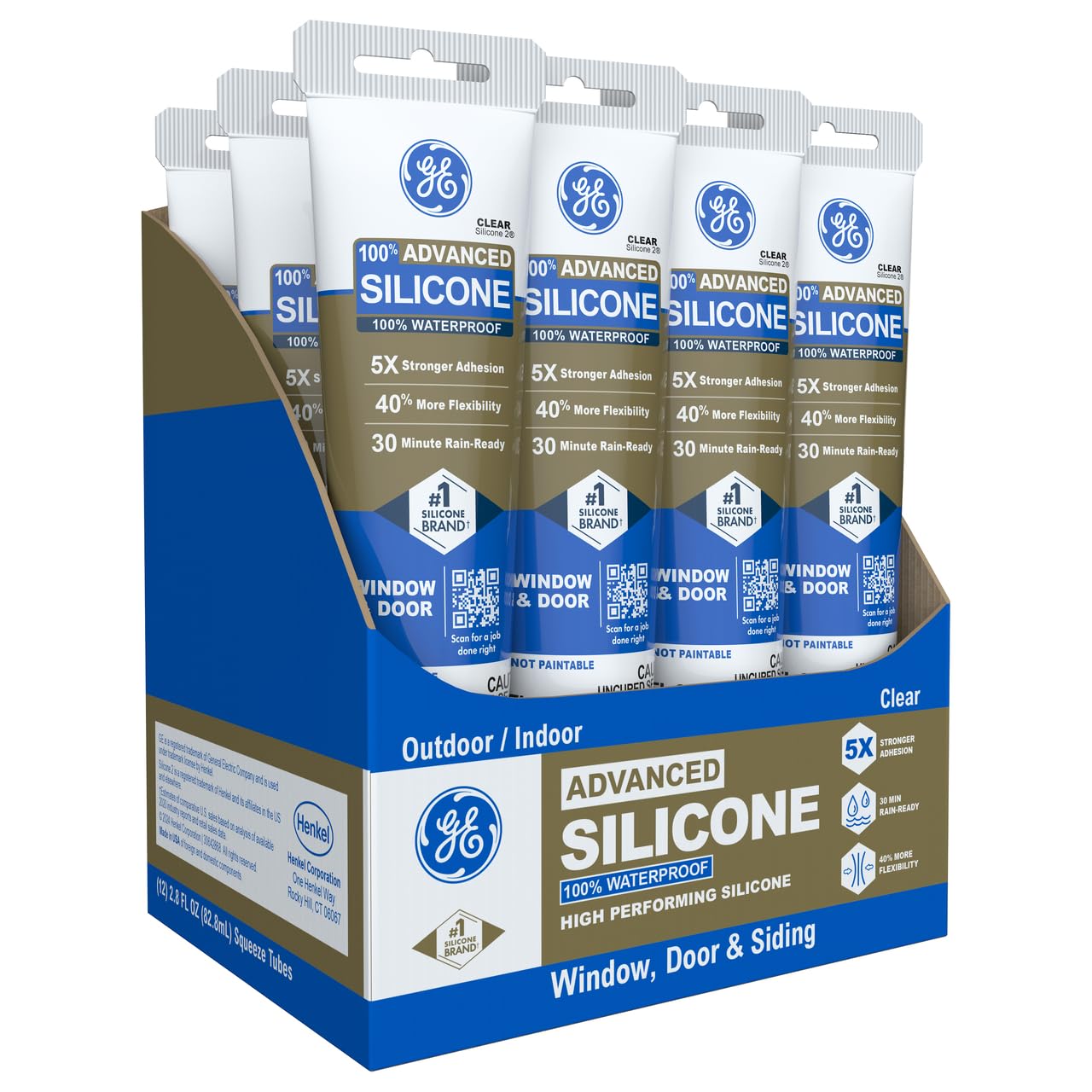 GE Advanced Silicone Caulk for Window & Door - 100% Waterproof