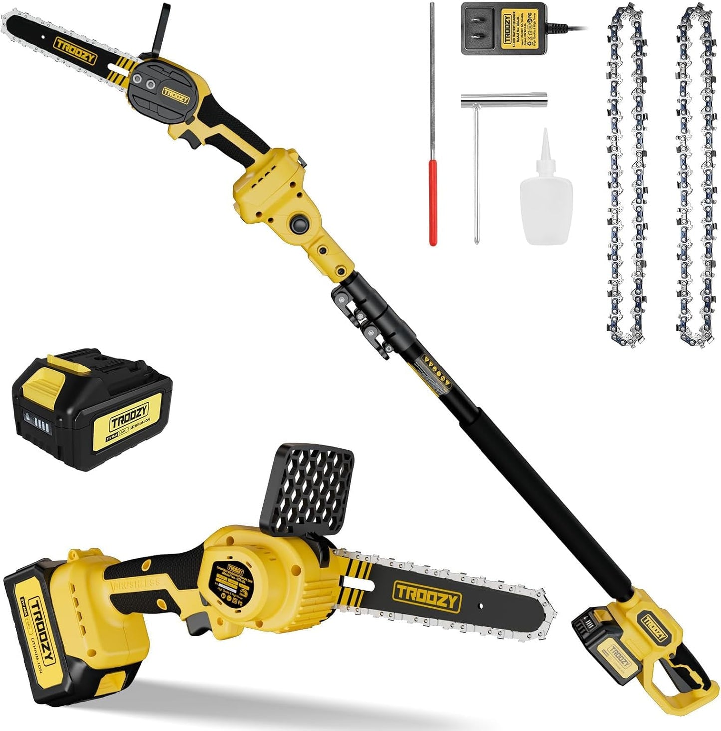 Cordless Pole Saw & Mini Chainsaw 2-IN-1 for Tree Trimming