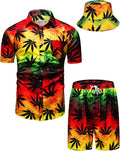 TUNEVUSE Mens Hawaiian Shirt and Shorts Set - Comfortable Stretch