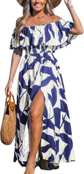 Off Shoulder Ruffle Floral Maxi Summer Dress - Flattering Beach Look