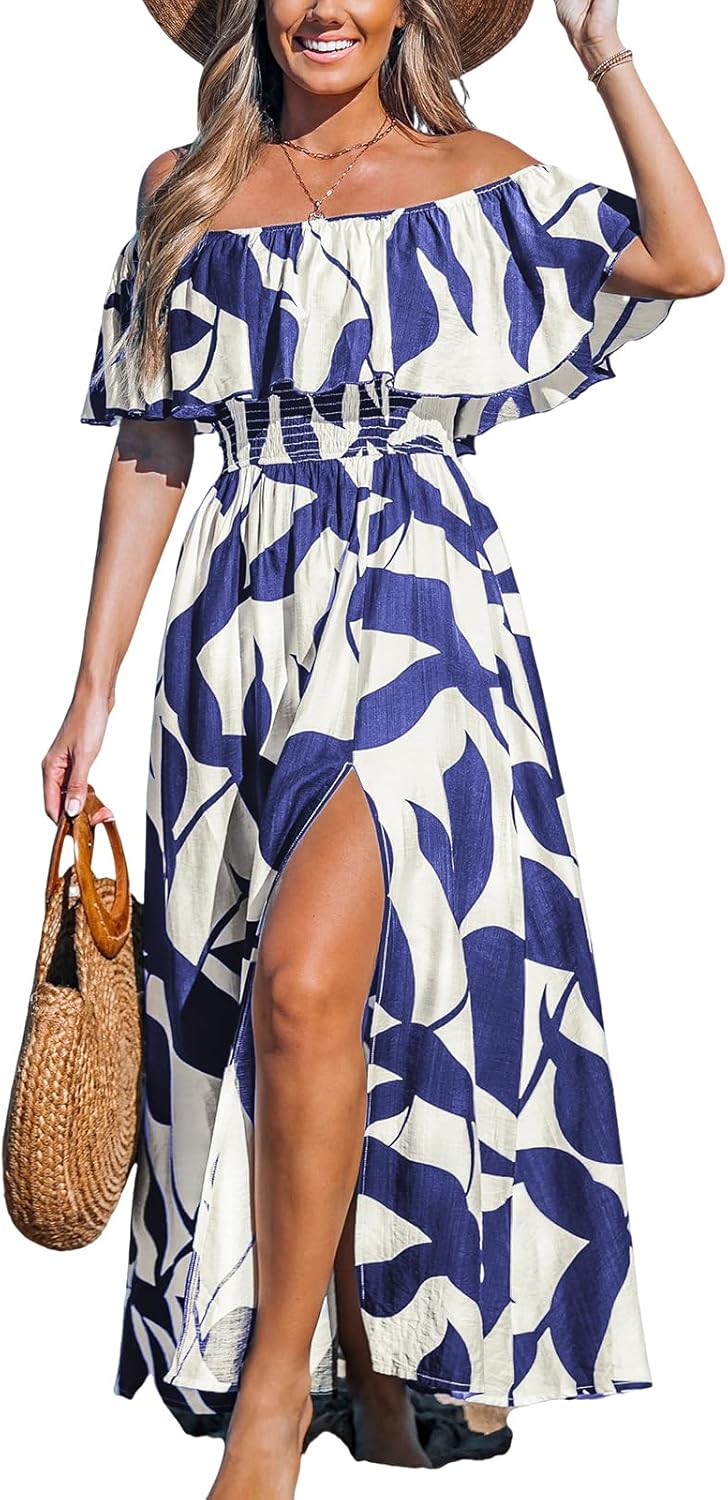 CUPSHE Women Ruffle Floral Maxi Summer Dress for Beach Days