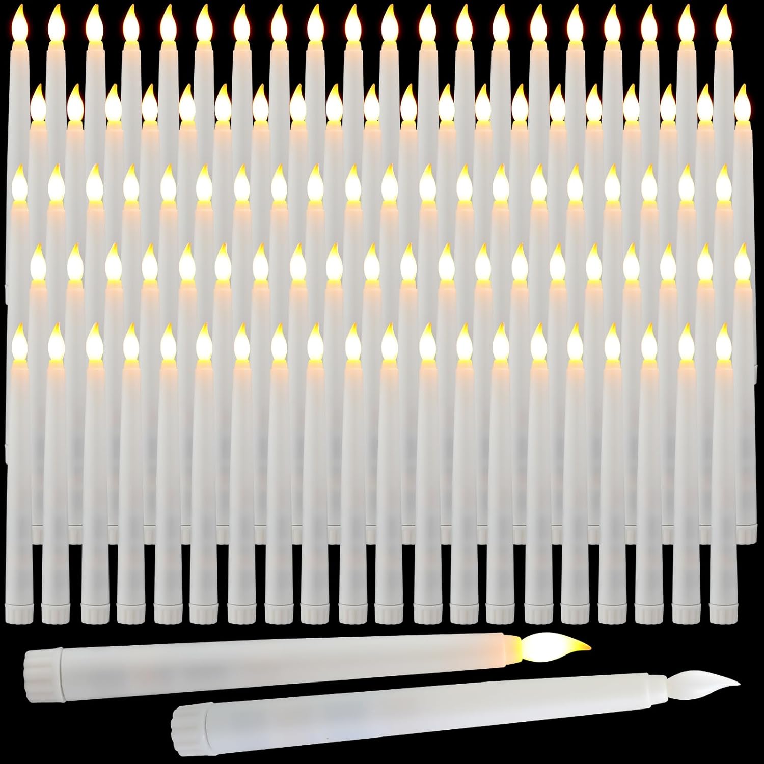 100 Pcs 8.5 Inch LED Flameless Taper Candles for Events
