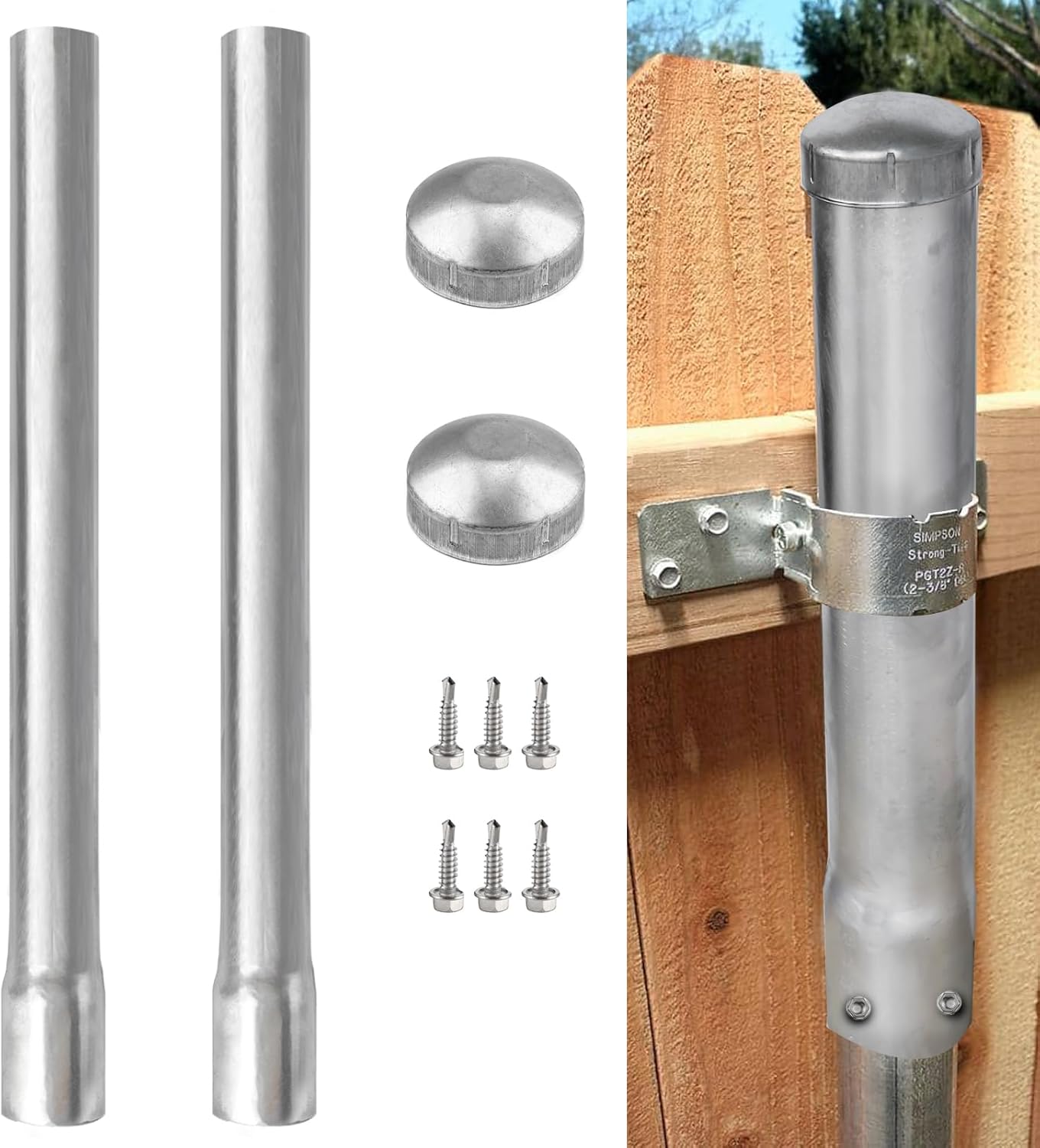 2-3/8in OD Metal Post Extender for Fence Height Increase