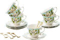 Country Roses 18 Piece Bone China Tea Cup and Saucer Set - Vintage