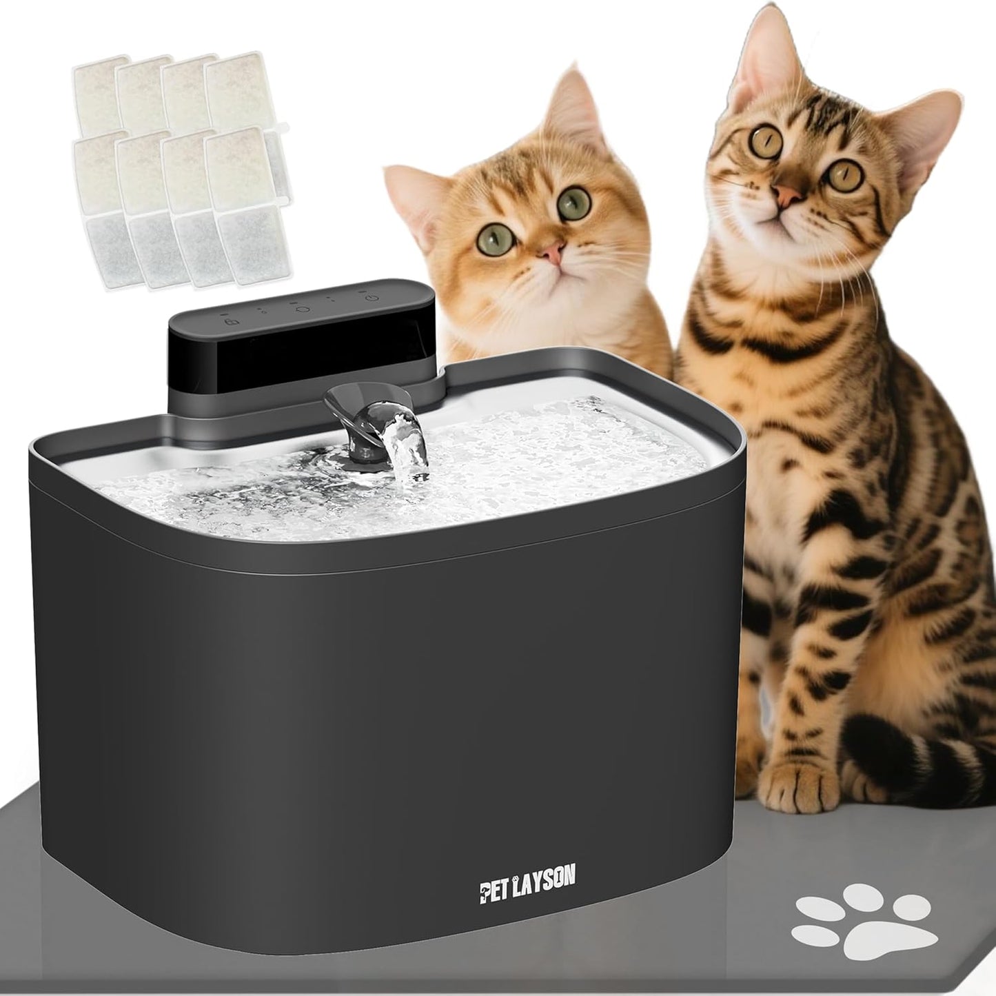 PET LAYSON Pumpless Cat Water Fountain for Healthy Hydration