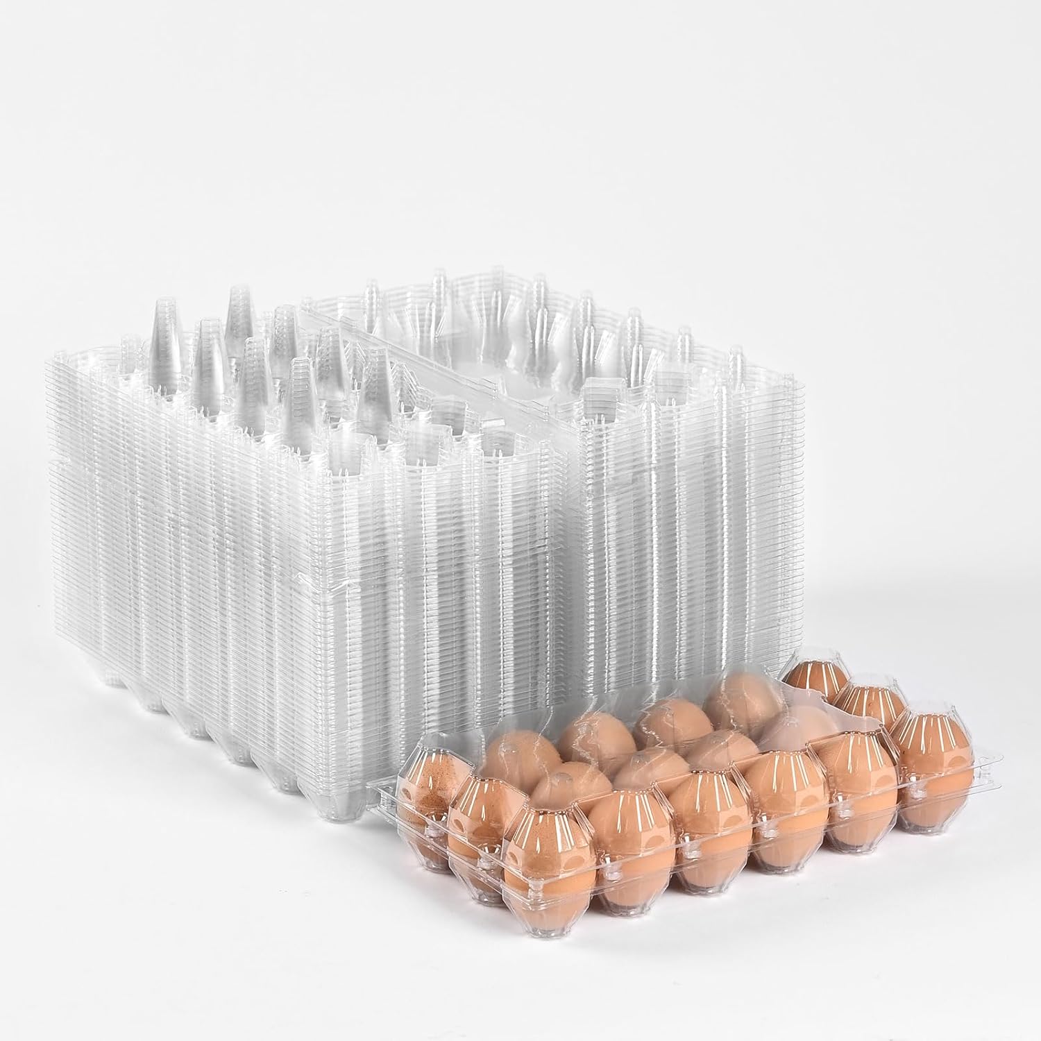 110 pc Clear Plastic Egg Cartons for Safe Egg Storage and Transport