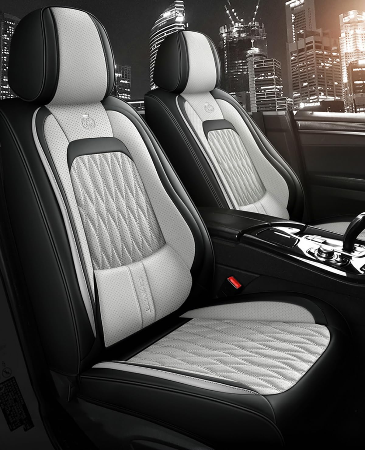 SanQing Nappa Leather Car Seat Covers - Lumbar Support, Waterproof