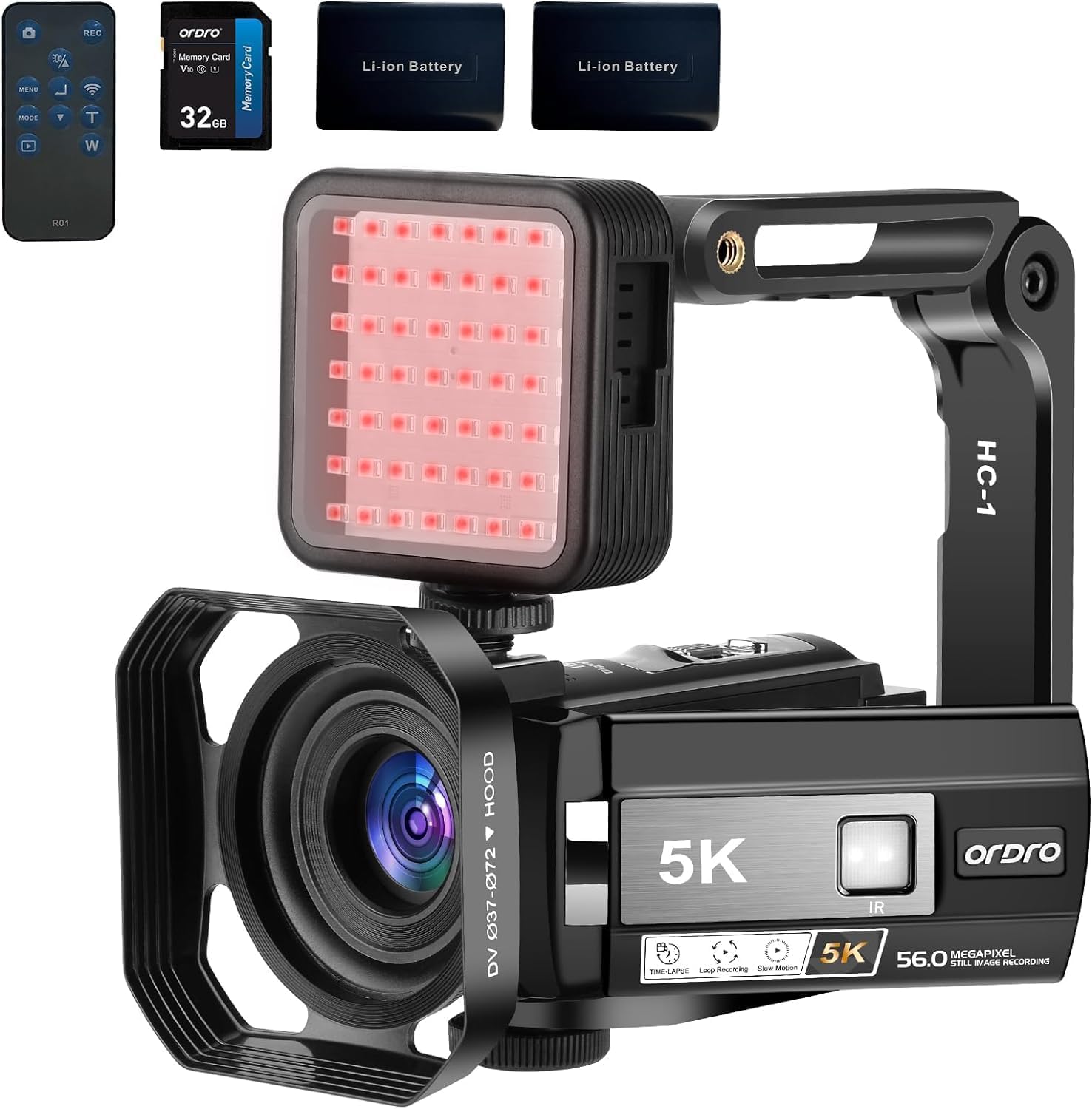 ORDRO 5K Night Vision Camcorder with 30MP and 24FPS Video