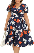 Nemidor Plus Size V Neck Midi Dress for Curvy Women (Style GLJP)