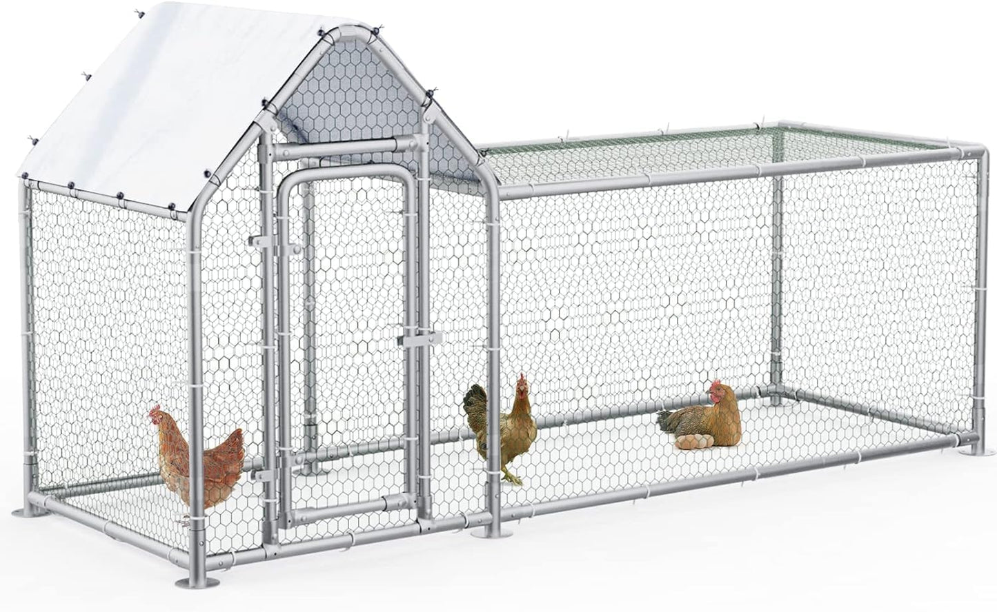 LEMBERI Small Metal Chicken Coop for Backyard and Farm Use