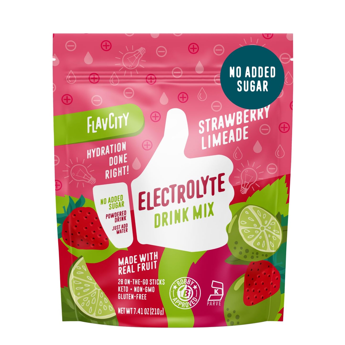 FlavCity Strawberry Limeade Electrolytes Powder for Hydration