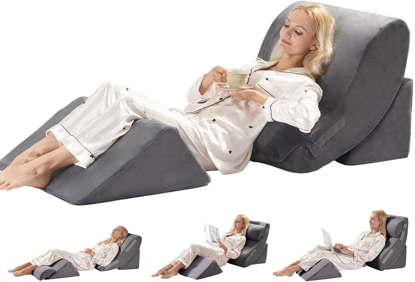 4PC Orthopedic Bed Wedge Pillow Set for Comfort and Support