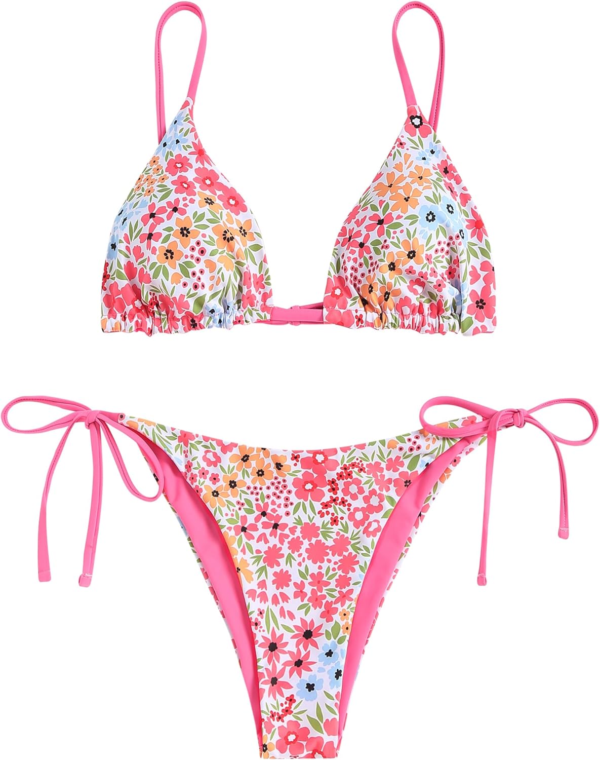 ZAFUL Women's Triangle Bikini Floral String Set for Summer Fun