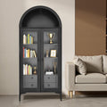Arched Display Cabinet with Glass Doors - 4-Tier Curio Cabinet