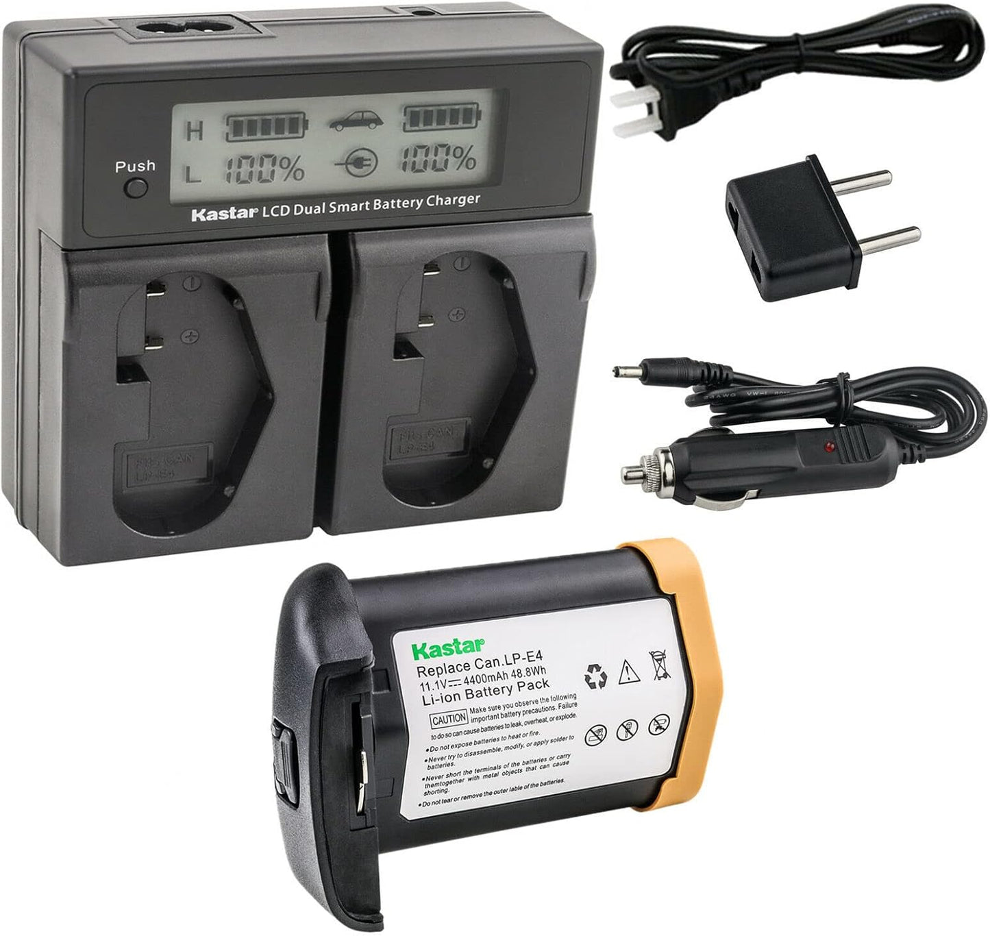 Kastar LPE4 Battery and Dual Fast Charger for Canon Cameras