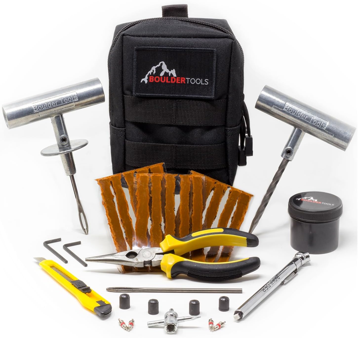Compact Tire Repair Kit with Molle Storage Pouch for Adventures