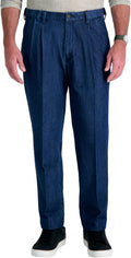 Haggar Men's Casual Classic Fit Denim Trouser - Comfortable Office