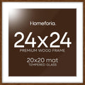 24x24 Picture Frame Brown High End Dark Oak - Matted 20x20 Option