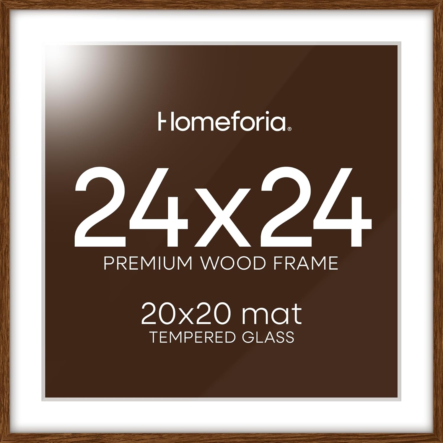 Homeforia 24x24 Picture Frame Brown - Elegant Dark Oak Design