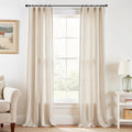 jinchan Beige Linen Blend Curtains 90 in Length 2 Panels - Soft Semi