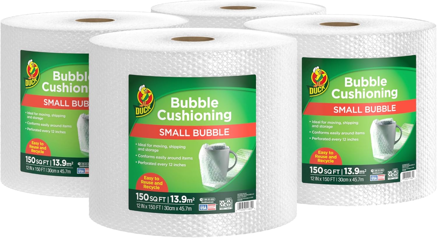 Duck Brand Small Bubble Cushioning Wrap for Safe Shipping