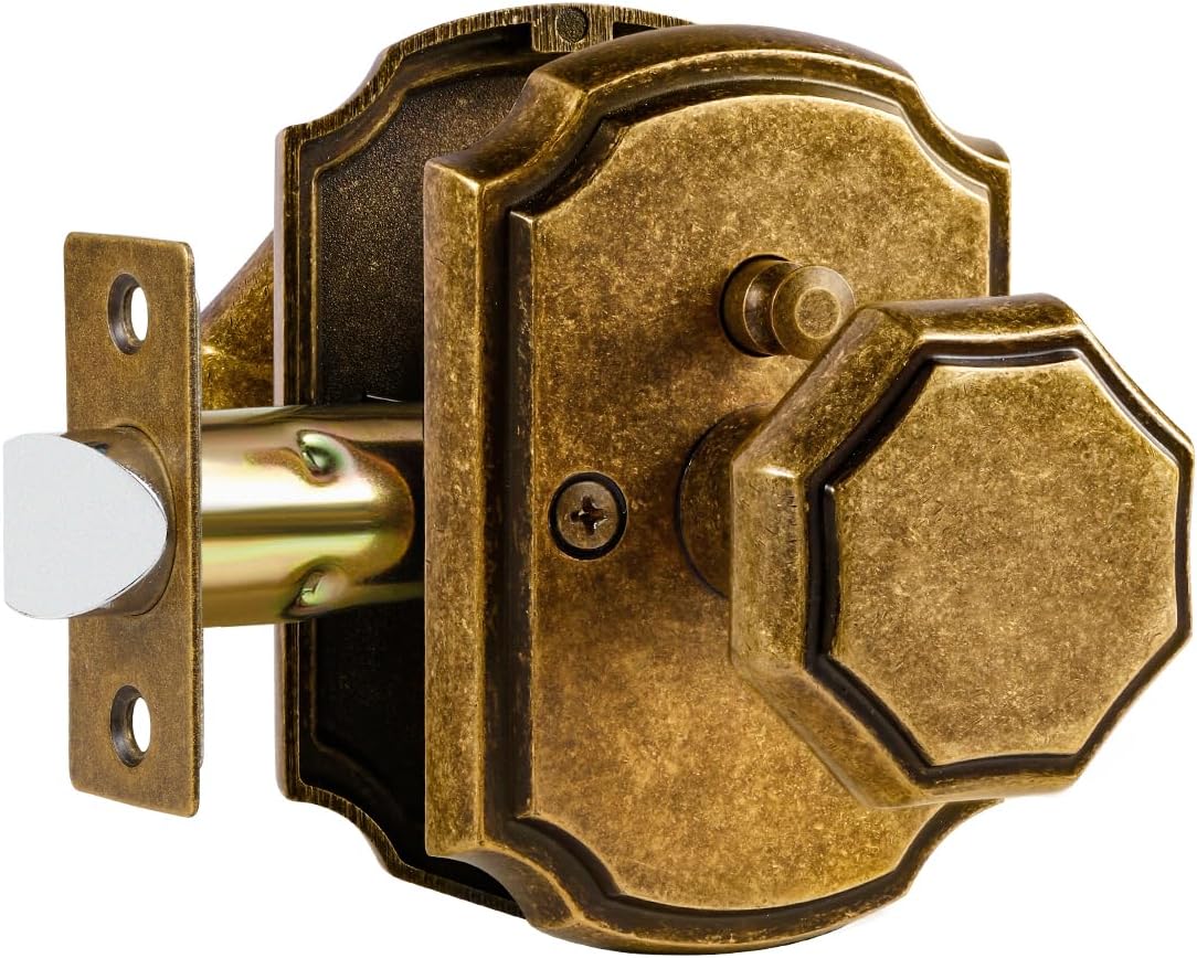 Antique Brass Door Knobs for Privacy - 2 Pack Interior Knobs