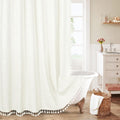 Ivory White Boho Farmhouse Shower Curtain Set 72 x 78 - Chic