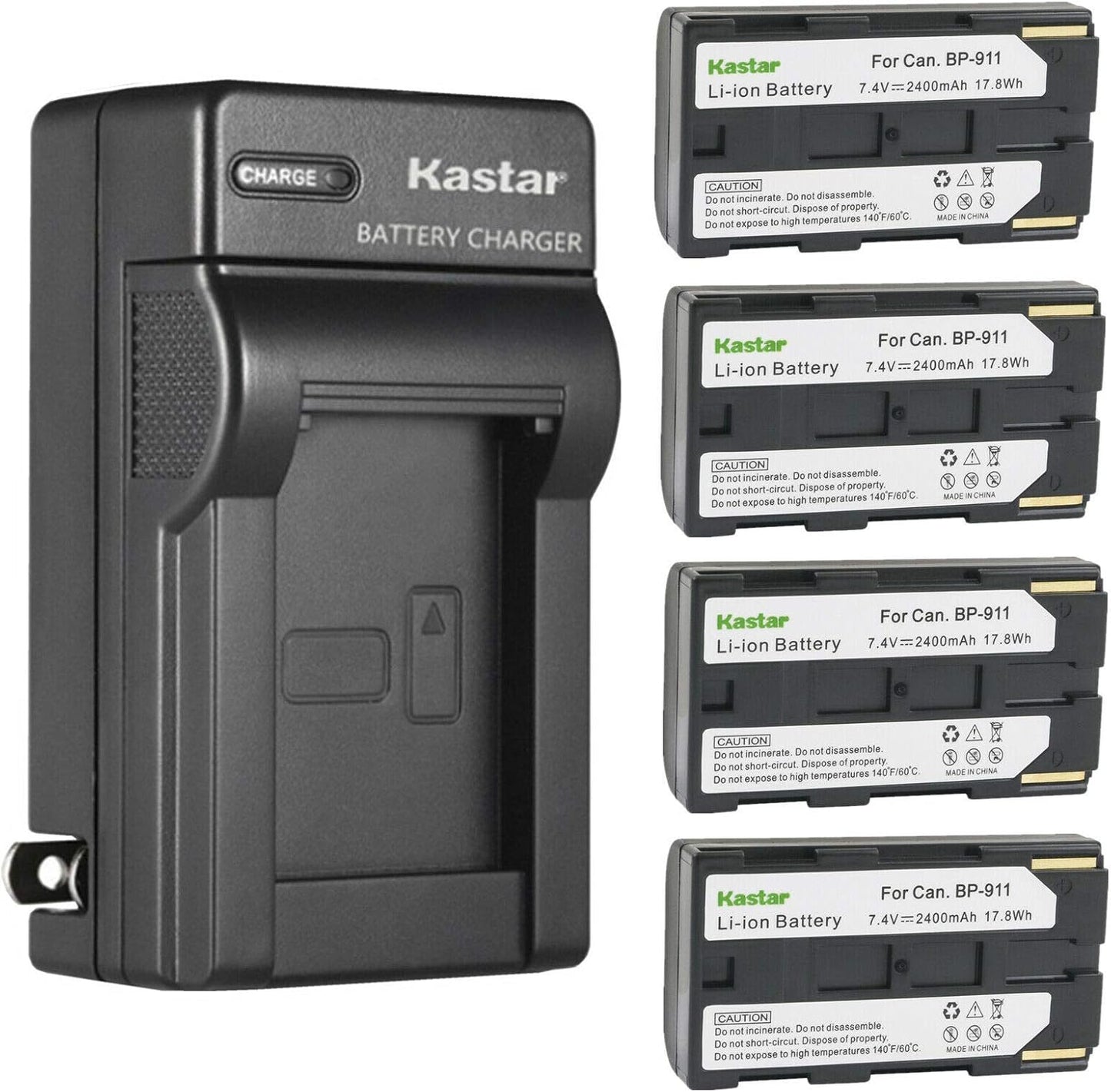 Kastar 4-Pack Battery and AC Wall Charger for Canon GL2 Series