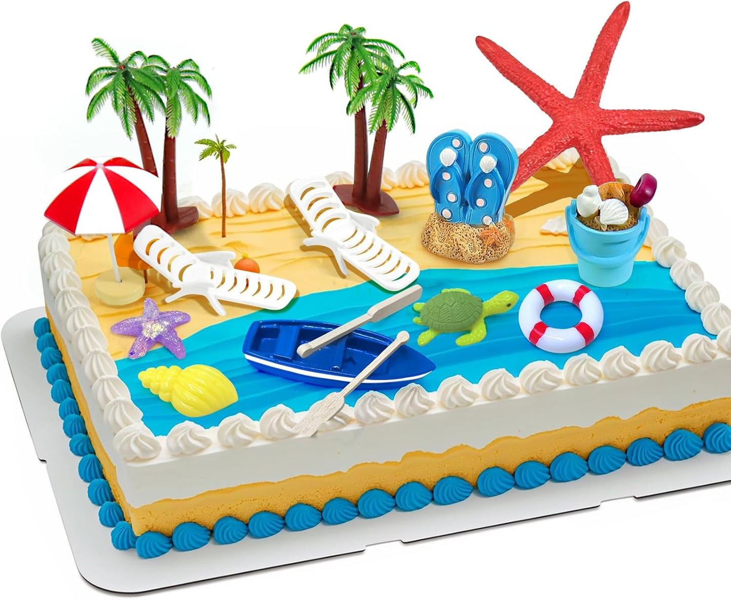 Tropical Beach Cake Toppers Set - 15 Pieces of Aloha Vibes! 