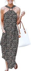 ANRABESS Women's Summer Criss Cross Sundress - Lightweight Beach Maxi