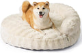 Large Dog Bed Sofa Fluffy Faux Rabbit Fur Pet Couch - Cozy Round 36 in