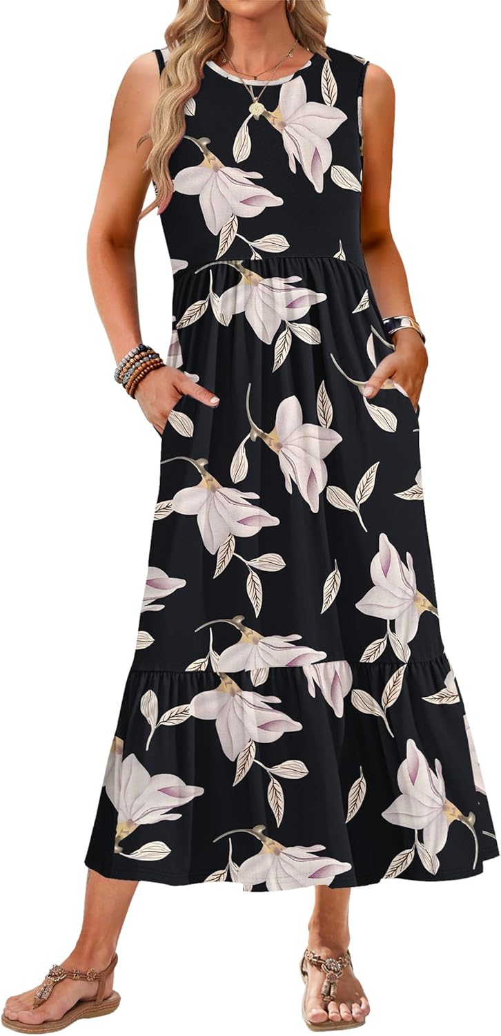 AUSELILY Womens Summer Dresses 2025 Casual Flowy Maxi Dress