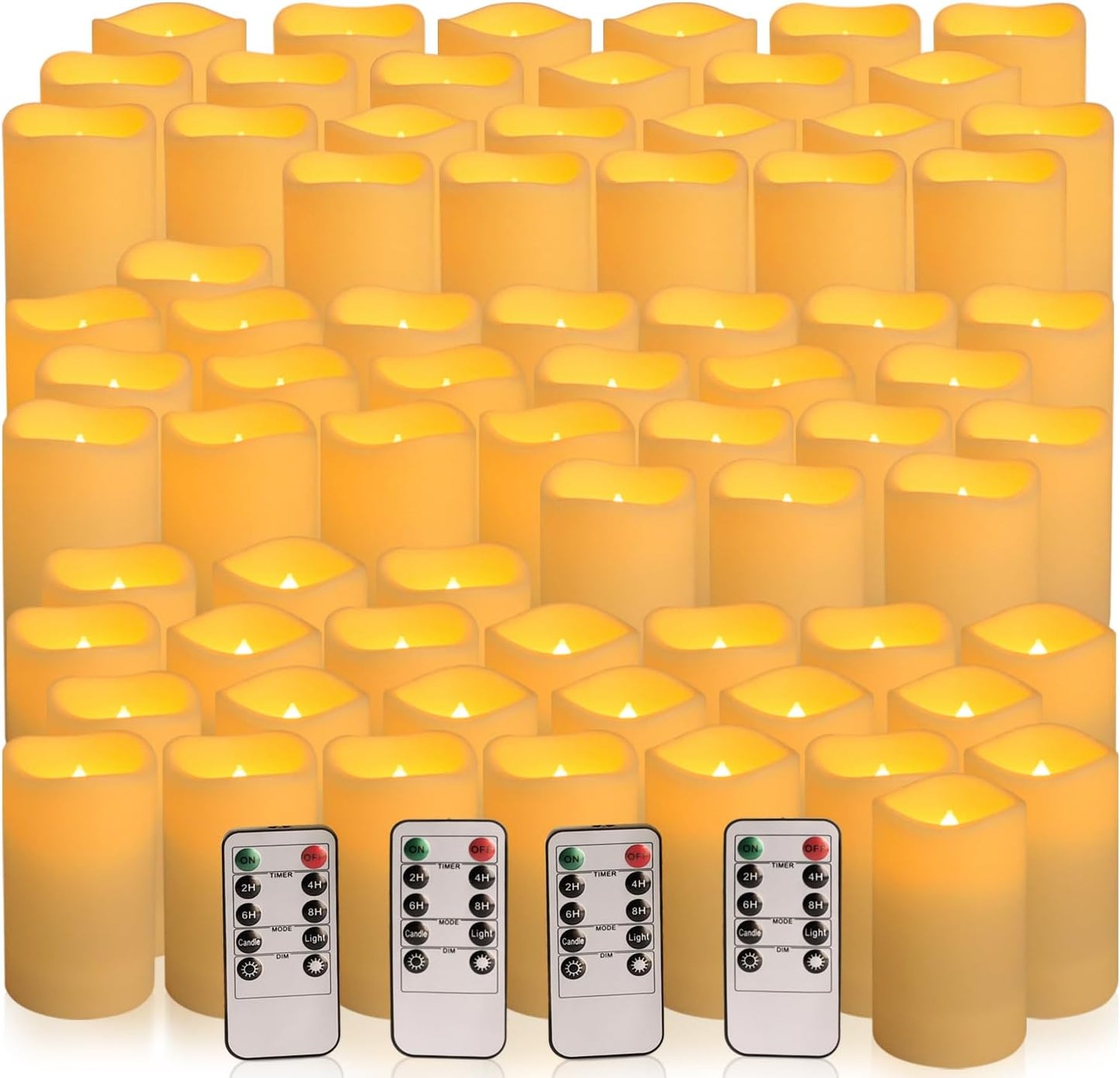 72-Pack Realistic Flameless LED Candle Set with Remote Control
