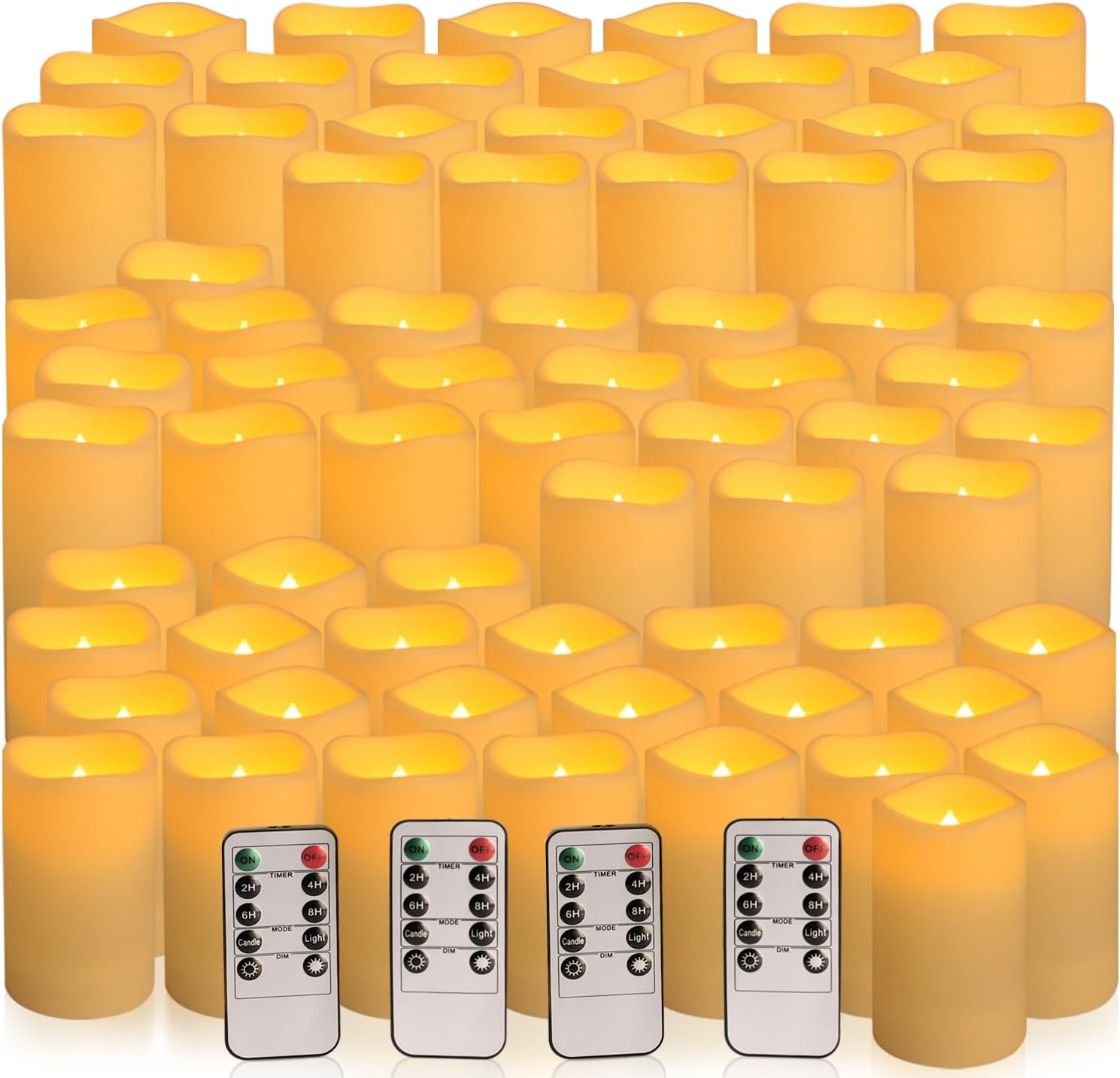 72-Pack Realistic Flameless LED Candle Set with Remote Control