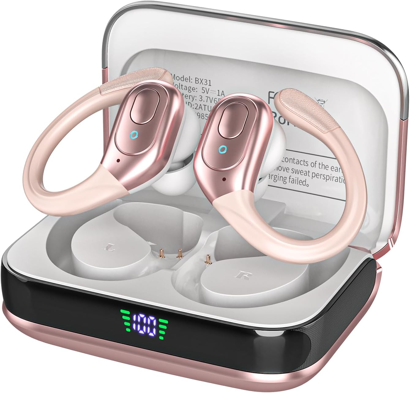 75Hrs Playback Wireless Earbuds - Sporty Rose Gold