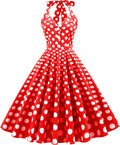 Women 50s Vintage Polka Dot Halter Swing Dress (Style DGGT)